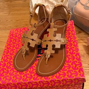 Tory Burch Brown wedge sandal size 9 New!